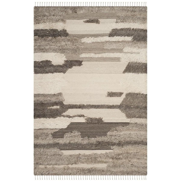 Safavieh Kenya Hand Knotted Medium Rectangle Area RugIvory & Grey 6 x 9 ft. KNY224A-6 - main